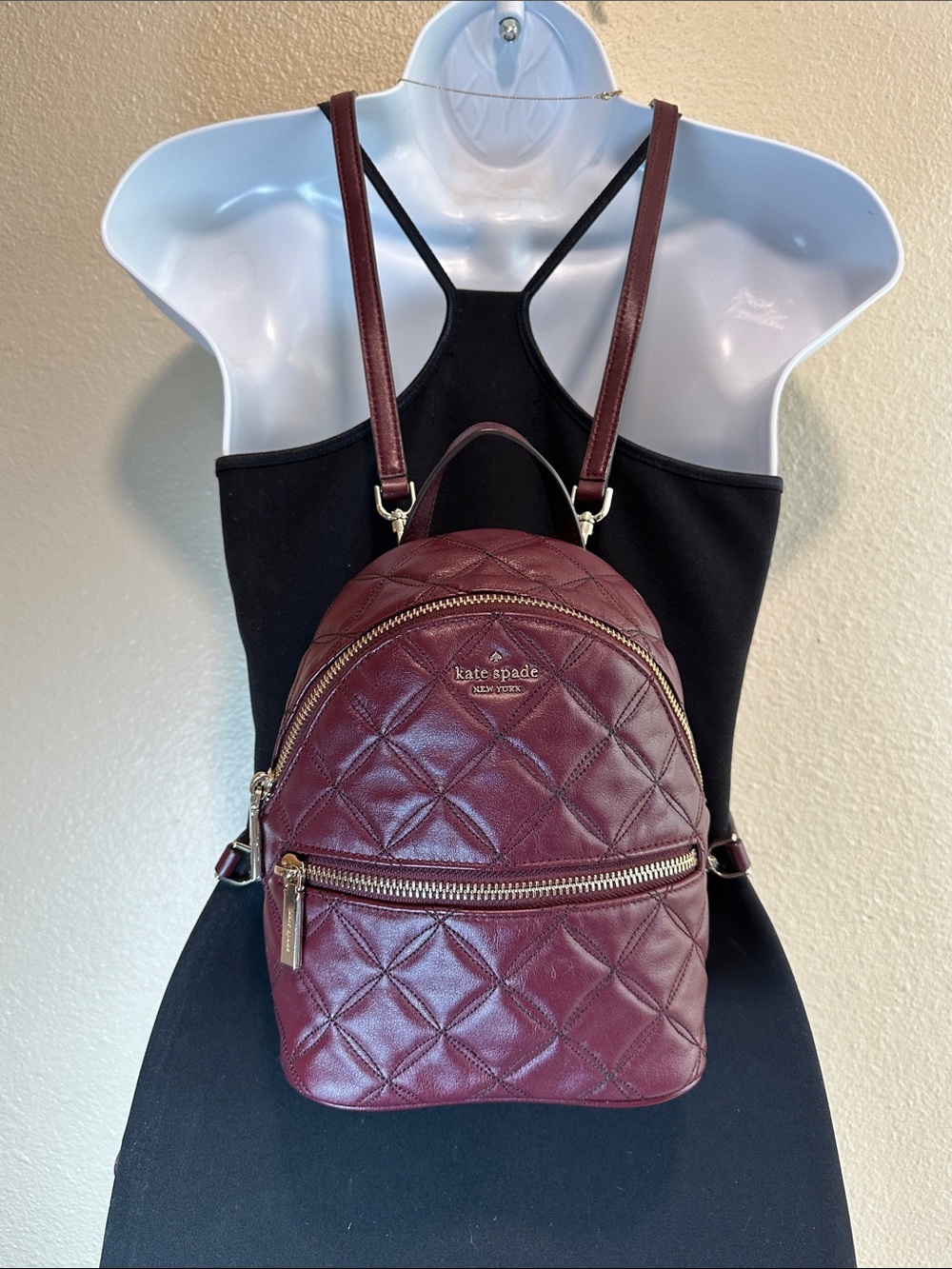 kate spade Quilted Wine Leather Mini Backpack - Picture 2 of 11